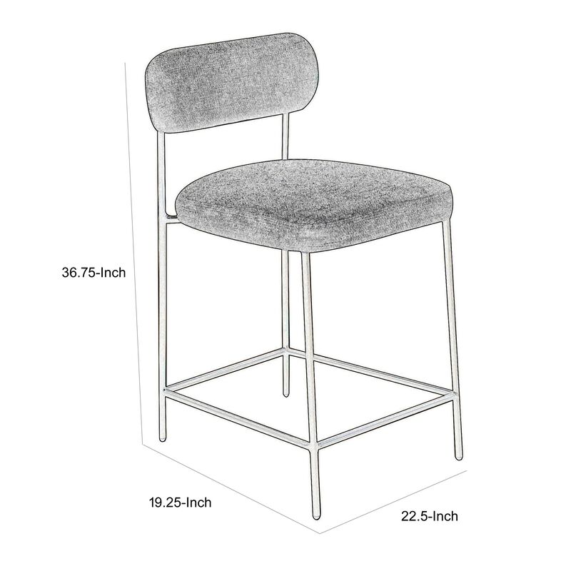 Suze Barstool Chair, Arched Back, Black Iron, Cognac Brown Faux Leather - Benzara