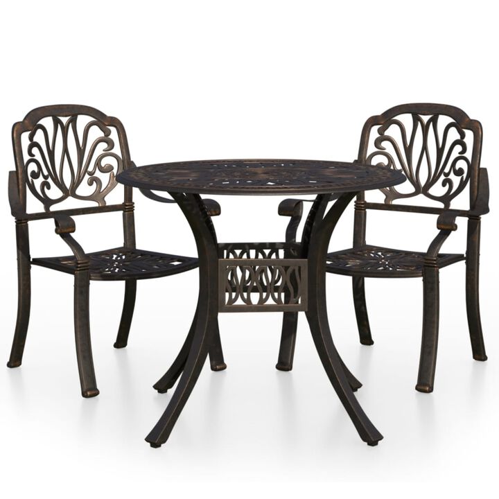 vidaXL 3 Piece Bistro Set Cast Aluminum Bronze