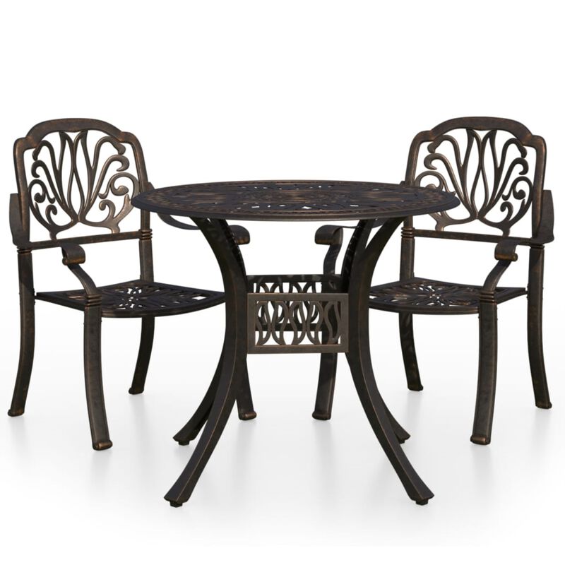 vidaXL 3 Piece Bistro Set Cast Aluminum Bronze