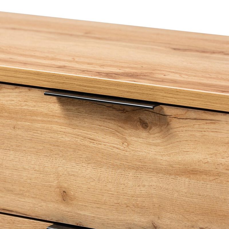 Baxton Studio Industrial Oak Finished Wood and Black Metal 4-Drawer Dresser