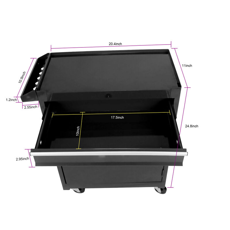 Detachable 5 Drawer Tool Chest With Bottom Cabinet And One Adjustable Shelf-Black