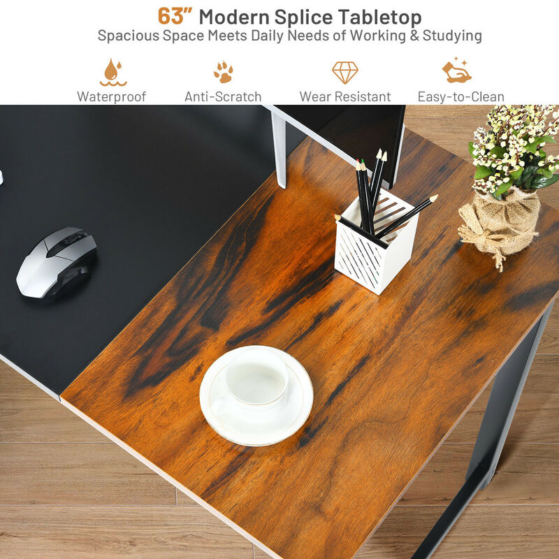 Costway 63'' Large Computer Desk Writing Workstation Conference Table Home Office