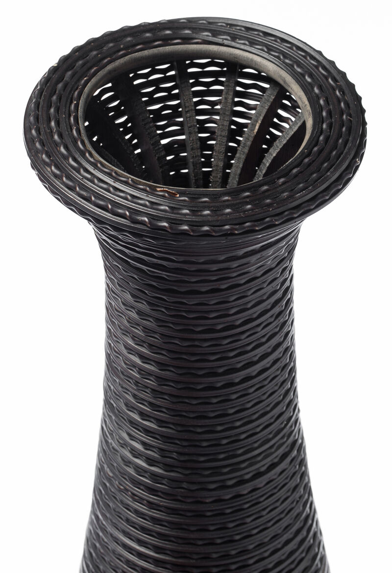 39-Inch Tall Standing Designer Floor Vase - Durable Artificial Rattan - Elegant Two-Tone Dark Brown Finish - Ideal Decor Accent for Living Room, Bedroom, Entryway - Stylish Home Decor Statement Piece