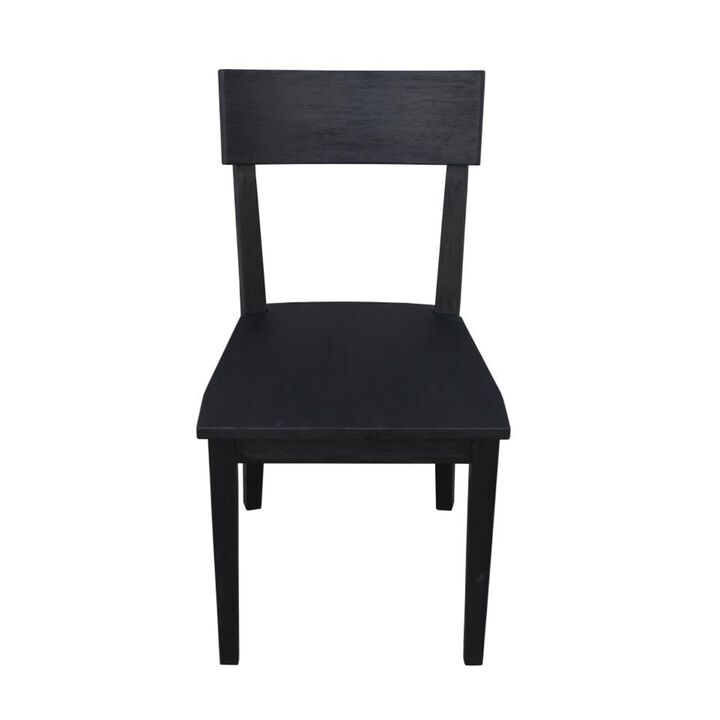 Dining Side Chair Set of 2, Curved Backrest and Tapered Legs, Black - Benzara