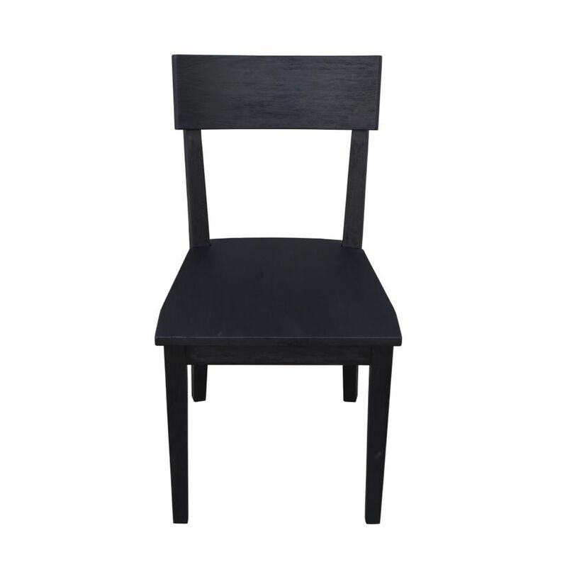 Dining Side Chair Set of 2, Curved Backrest and Tapered Legs, Black - Benzara