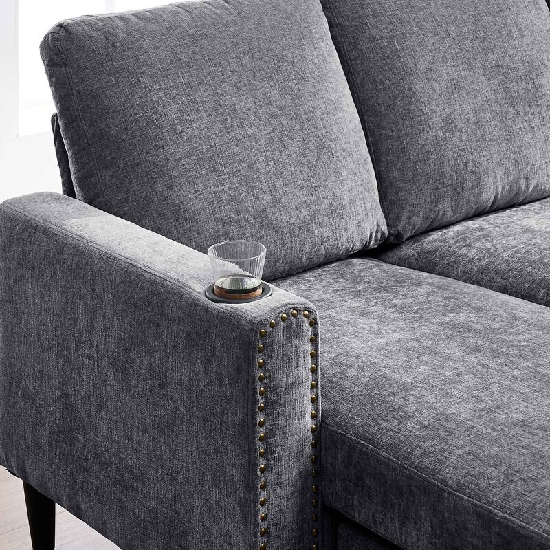 Merax Modern Design Chenille 3 Seat L-Shape Sectional Sofa with Storage Chaise