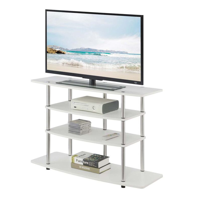 Convenience Concepts Designs2Go No Tools Wide Highboy 4 Tier TV Stand, White