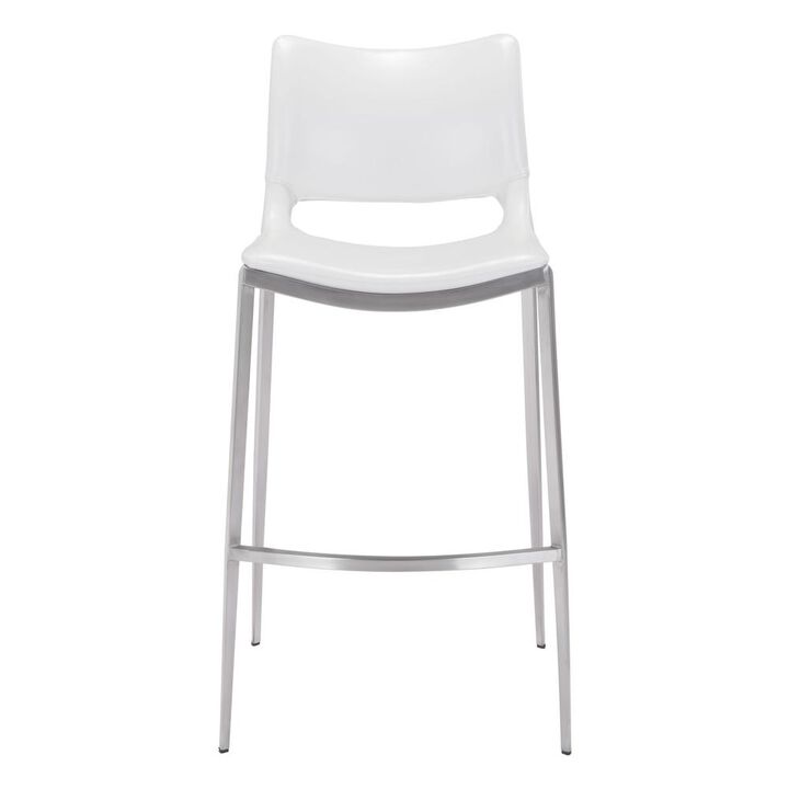 Belen Kox Ace Bar Chair (Set of 2), White & Brushed Stainless Steel, Belen Kox