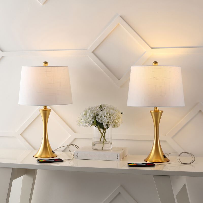 Bennett Modern Glam Iron Hourglass LED Table Lamp with USB Charging Port