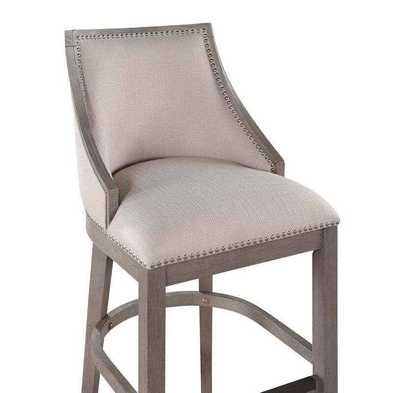 Keller Counter Height Stool 30" - Beige Fabric - Greywood Finish
