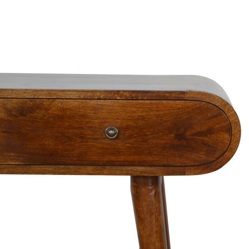 Solid Wood 2 Drawer Chestnut Curved Edge Console Table