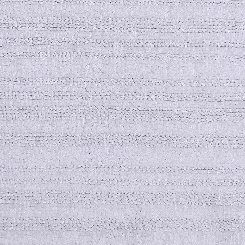 Knightsbridge Luscious Textured Striped All Season Soft Plush Cotton Reversible & Soft Bath Rug 20" X 30" White