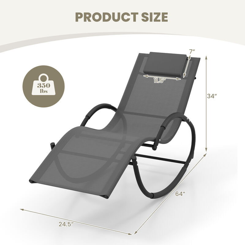 Outdoor Rocking Lounge Chair with Removable Headrest