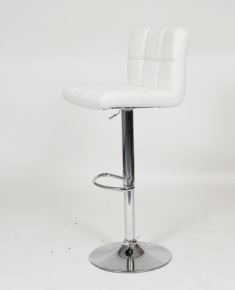 Faux Leather Adjustable Hydraulic Bar Stool, Set of 2, White