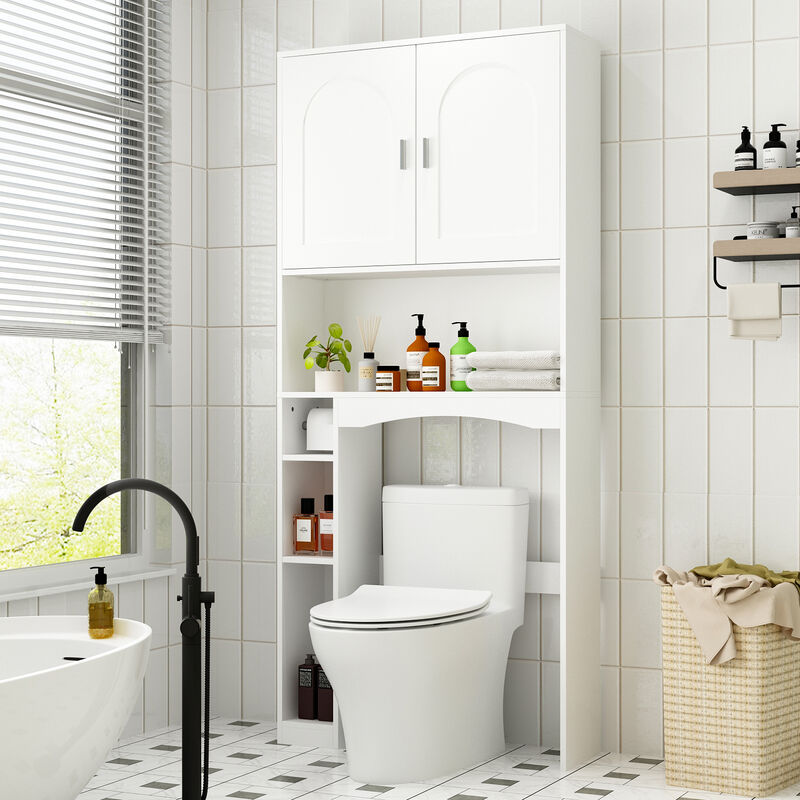 FUFU&GAGA 31.51-in x 7.9-in x 9.8-in White 6-Shelf Over-the-Toilet Storage
