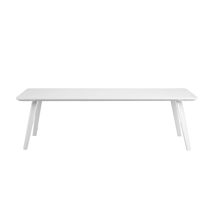 Hle 51 Inch Coffee Table, Rectangular White Top, Powder Coated Legs, Wood - Benzara