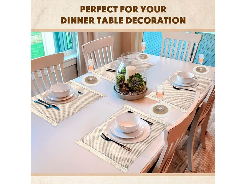 Tatuo Boho Macrame Table Runner Placemat and Coaster Set of 13