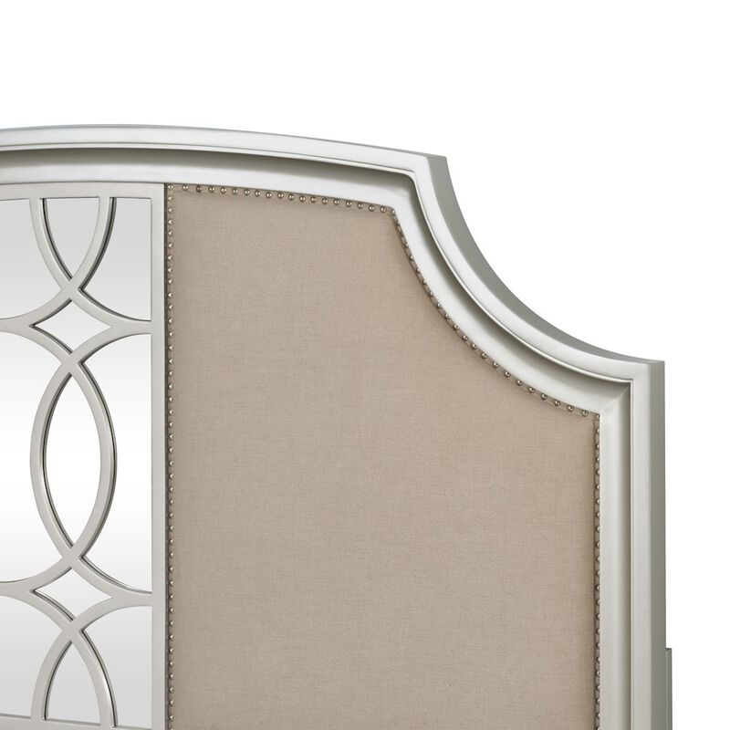 New Classic Furniture Reflections Wood Upholstered California King Bed, Silver