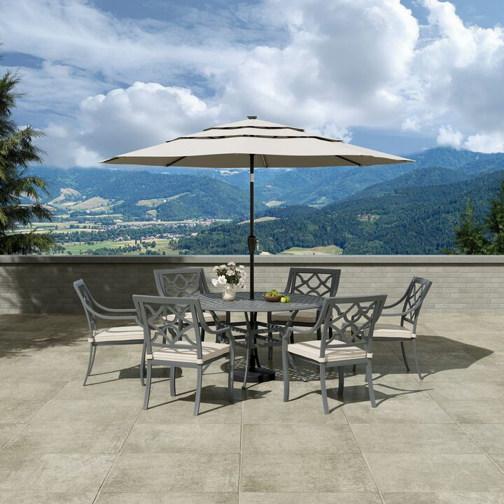Mondawe 2 Pieces Powder Coated Cast Aluminum Outdoor Dining Armchair with Cushion