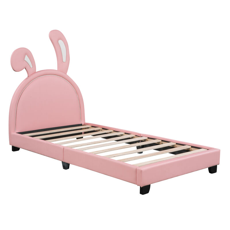 Merax Rabbit Upholstered Leather Platform Bed