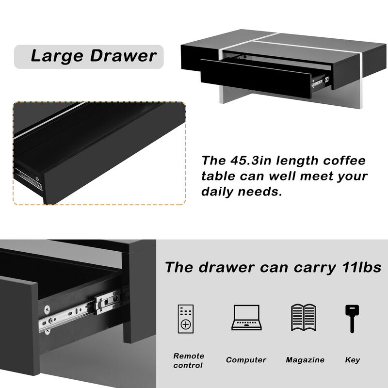 Merax Contemporary Rectangle High Gloss Coffee Table