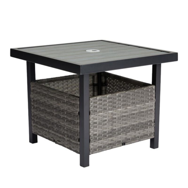 Outdoor Side Table with Umbrella Hole – Patio Table for Garden, Deck & Backyard Seating