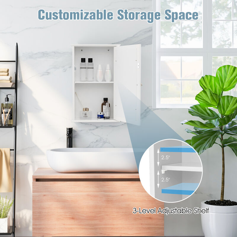 Costway Bathroom Medicine Cabinet with Mirror Cabinet Reversible Single Door Organizer