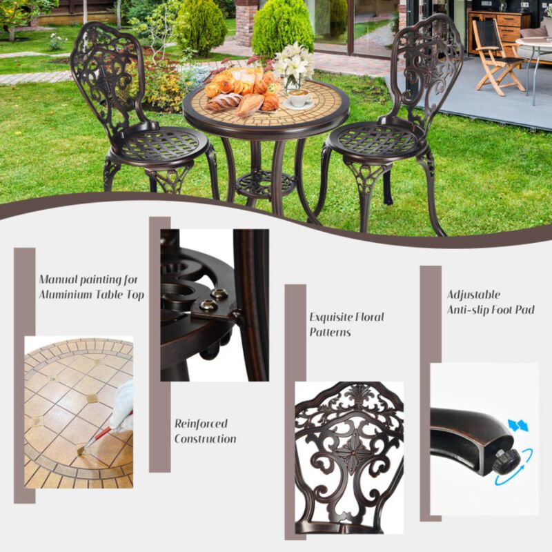 Hivvago 3-Piece All-Weather Cast Aluminum Patio Bistro Set
