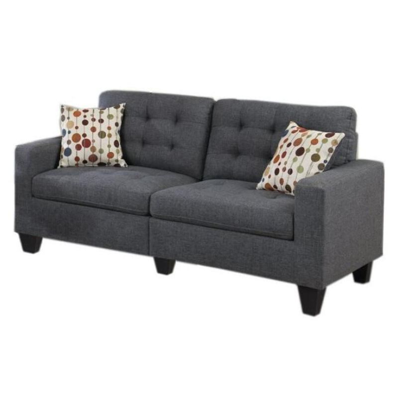 Living Room Furniture 2 Piece Sofa Set Polyfiber Tufted Sofa Loveseat With Pillows