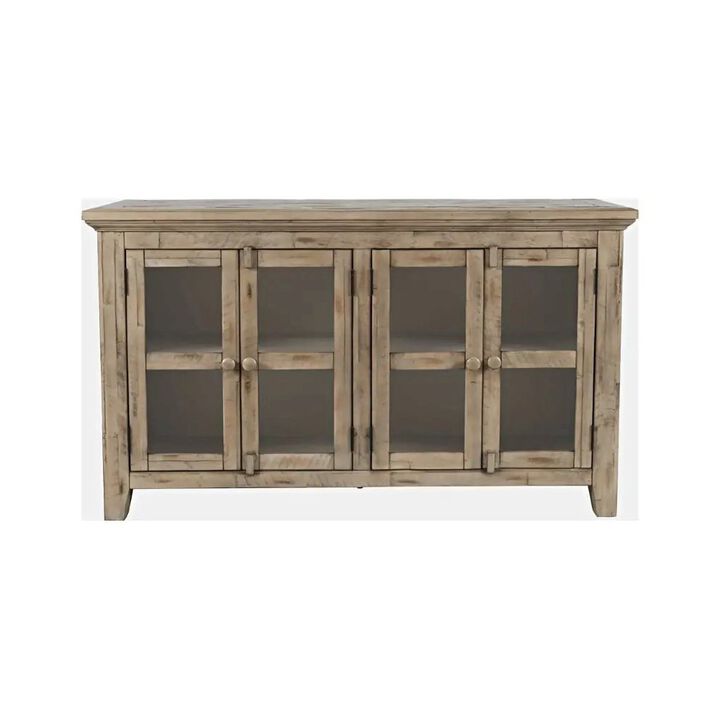 Jofran Rustic Shores 54 Coastal Distressed Acacia Four-Door Credenza Cabinet