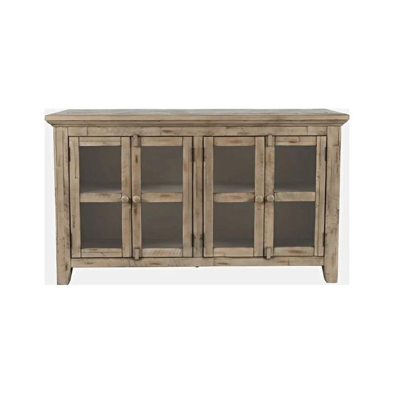 Jofran Rustic Shores 54 Coastal Distressed Acacia Four-Door Credenza Cabinet