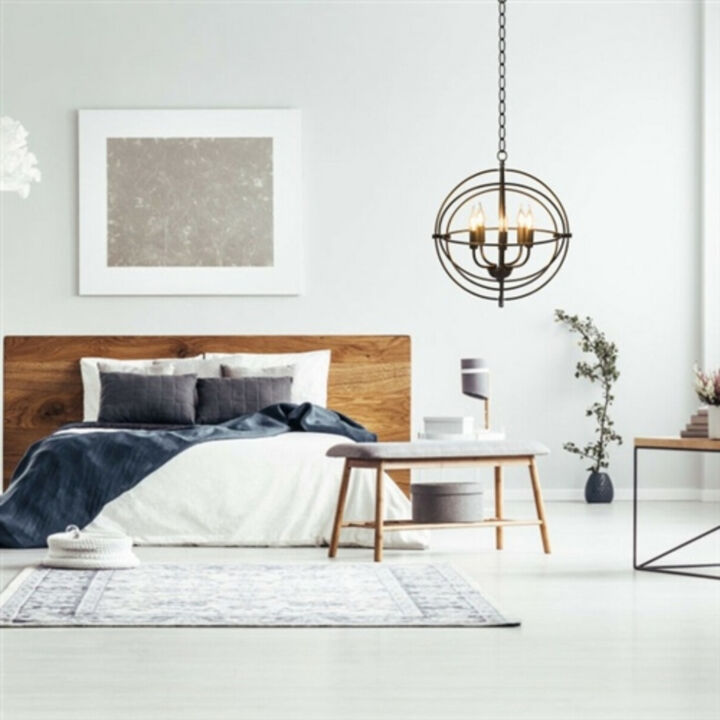 5-Light Industrial Rotating Metal Chandelier for Dining Room