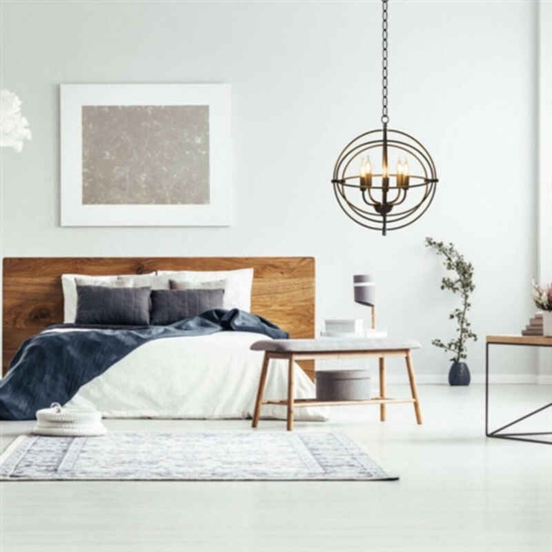 5-Light Industrial Rotating Metal Chandelier for Dining Room