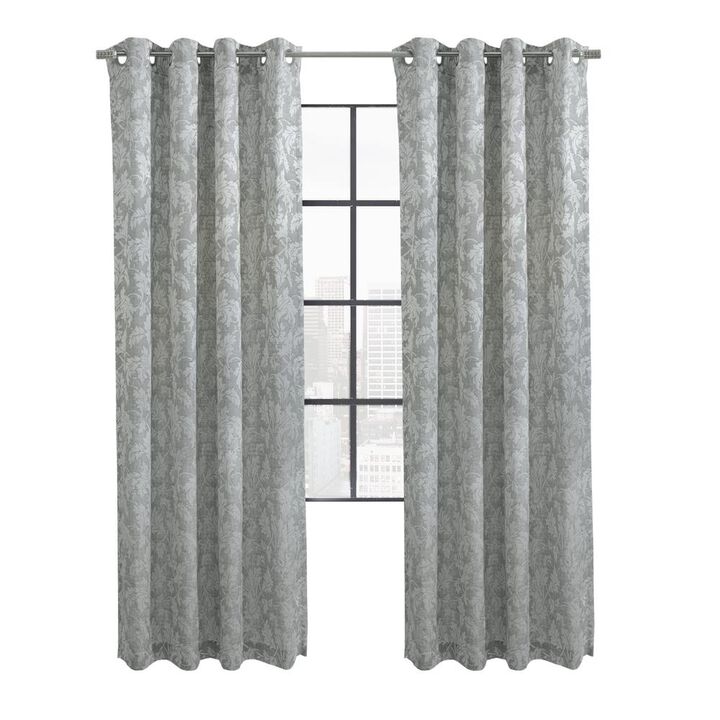 Habitat Valencia Light Filtering Provide Daytime Privacy Rich Woven Branch Leaf Design Grommet Curtain Panel 52" x 95" Grey