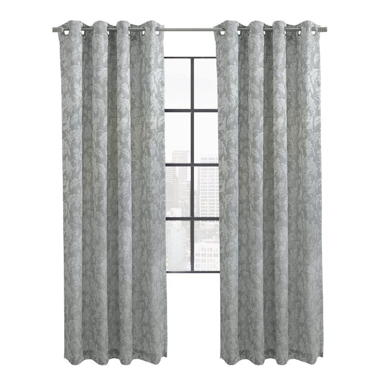 Habitat Valencia Light Filtering Provide Daytime Privacy Rich Woven Branch Leaf Design Grommet Curtain Panel 52" x 95" Grey