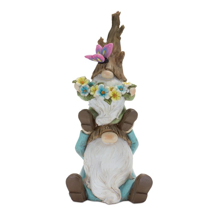 Tree Trunk Gnome Stack for Garden Décor, Outdoor Decorations, and Whimsical Home Styling (Set of 2)