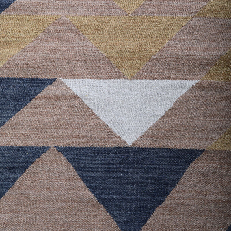RUGSOTIC CARPETS HAND WOVEN FLAT WEAVE KILIM WOOL ECO-FRIENDLY AREA RUGS  - 4'x6', Rectangle Shape, Multicolor Color, Contemporary Modern Design, Low Pile Handmade Rugs for Living Room (D00134)