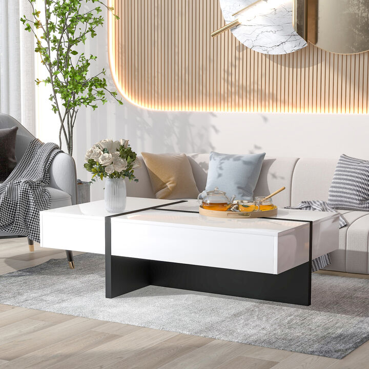 Modern High Gloss Cocktail Table - 45.2x25.5x13.7