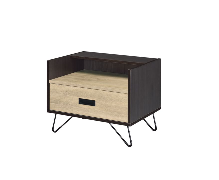 ACME Melkree Accent Table, Oak & Black Finish