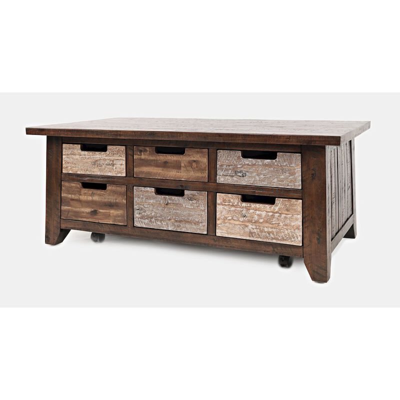 Jofran Painted Canyon Rustic Solid Acacia Box Coffee Table