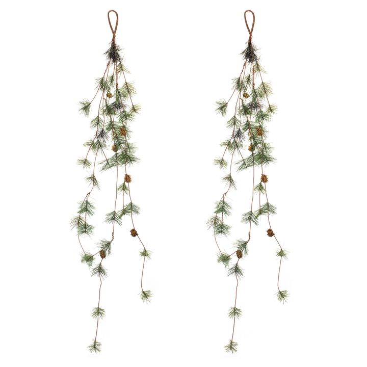 Pine Cone Twig Garland Set of 2 for Rustic Holiday and Seasonal Decor
