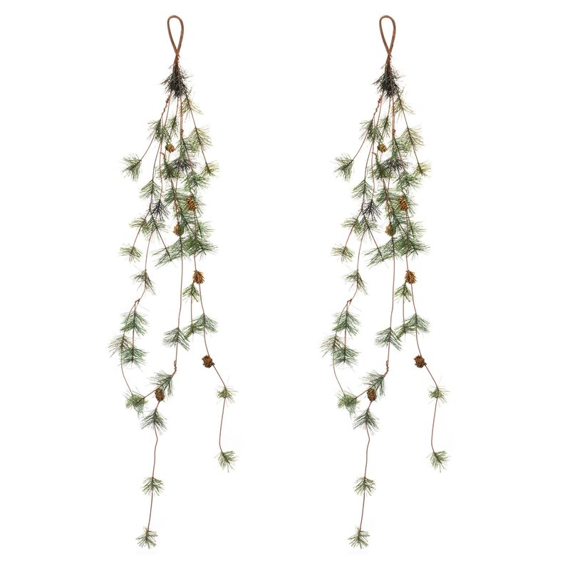 Pine Cone Twig Garland Set of 2 for Rustic Holiday and Seasonal Decor