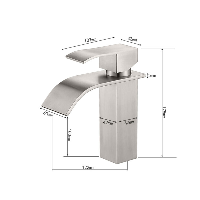 Waterfall Spout Bathroom Faucet, Single Handle Bathroom Vanity Sink Faucet