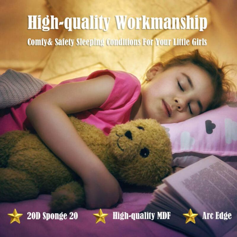 Hivvago Kids Children Upholstered Berry Pattern Toddler Bed