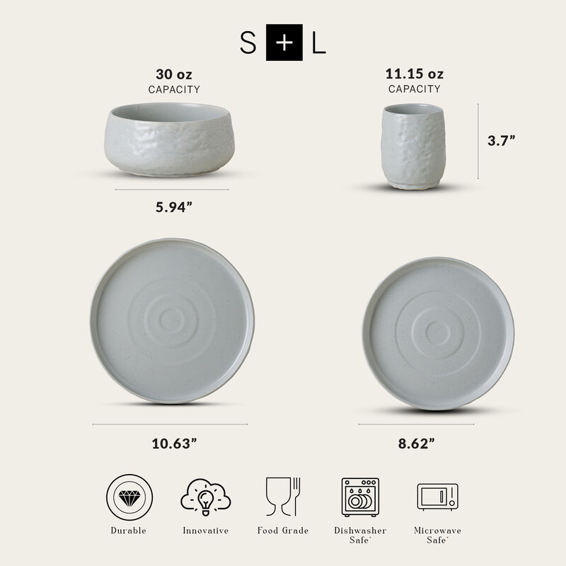 Stone by Mercer Project SHOSAI Stoneware 16 Piece Dinnerware Set