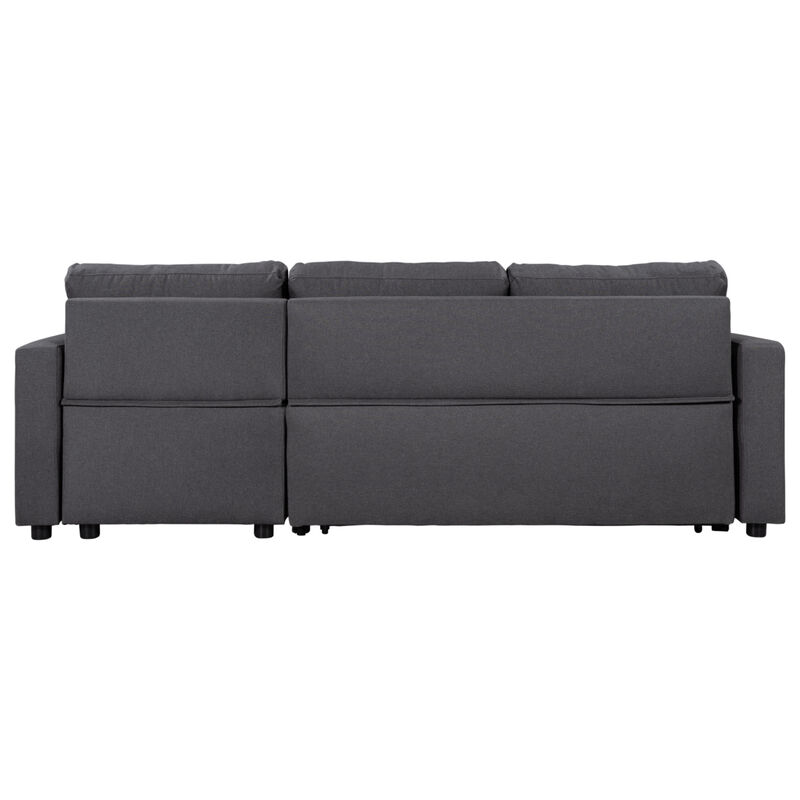 Upholstery Sleeper Sectional Sofa With Storage Space, 2 Tossing Cushions