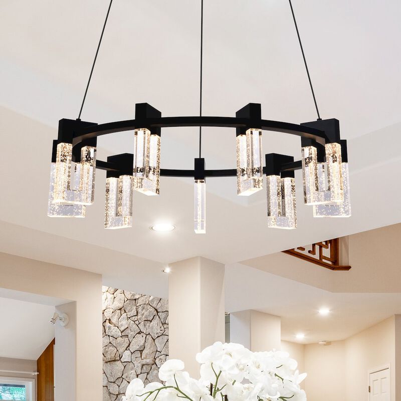 VONN Lighting 9-Light Pendant Lighting Height Adjustable Integrated LED Circular Chandelier