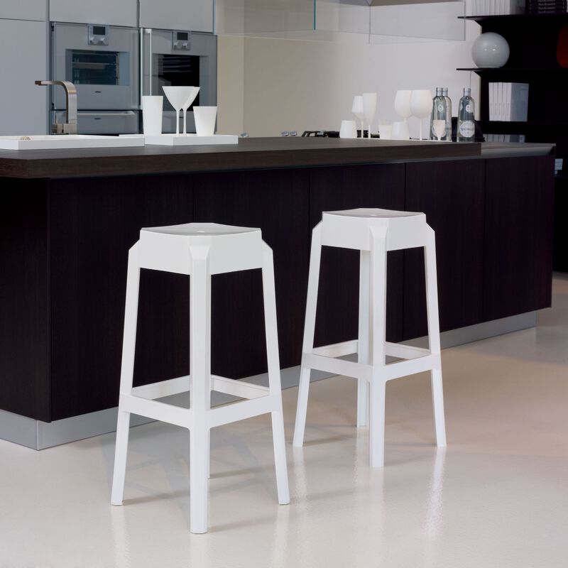 29.5" Black Transparent Outdoor Patio Solid Bar Stool