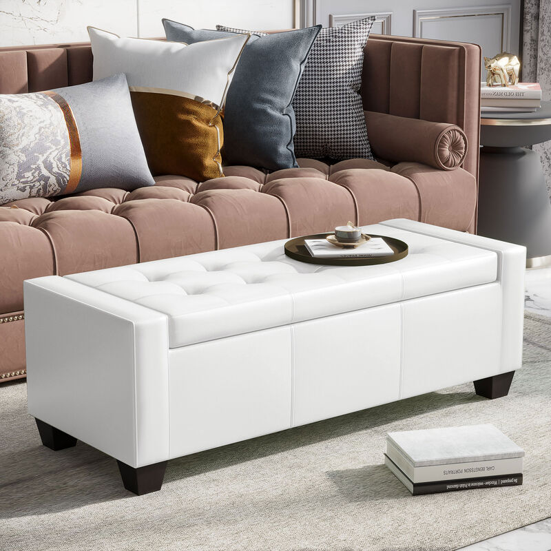 Home Modern Ottoman Storage Bench Seat Footrest Sofa Shoe Faux Leather