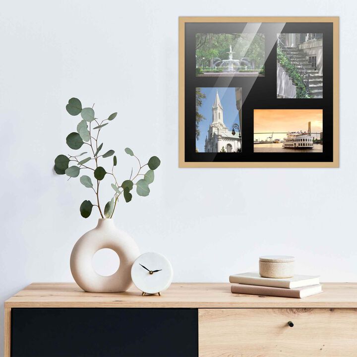14x14 Wood Collage Frame with a Black Mat for 5x7 Pictures